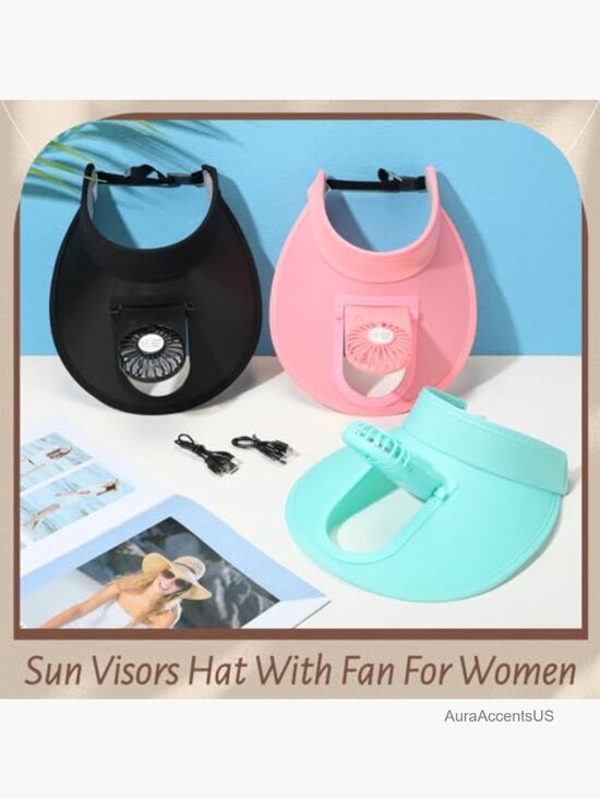 3 Adjustable Sun Visors with Built-in Fan, 3 Speeds, USB Rechargeable main image 5